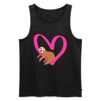 J’aime ma chérie paresseuse Amour Saint-Valentin - Débardeur bio Premium Homme - noir - Devant - Michal (187cm)