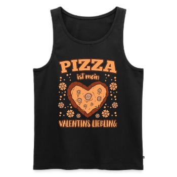 Pizza ist mein Valentins Liebling Pizza - Männer Premium Bio Tank Top - Schwarz - Vorne - AI Model Male 178 light (178cm)