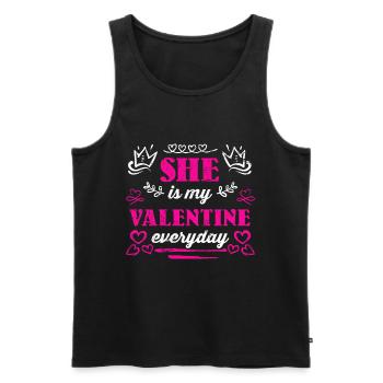 She is my Valentine every Day - Männer Premium Bio Tank Top - Schwarz - Vorne - Michal (187cm)