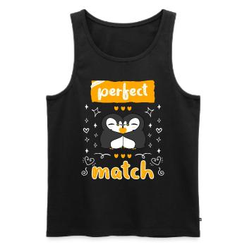 Perfect Match! Penguin Love Valentine's Day - Men's Premium Organic Tank Top - black - Front - Michal (187cm)
