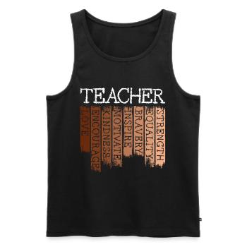 Black History teacher educated and proud Africa - Men's Premium Organic Tank Top - black - Front - AI Model Male 178 light (178cm)