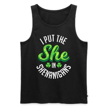 J’ai mis la elle dans Shenanigans St Patrick’s Day - Débardeur bio Premium Homme - noir - Devant - AI Model Male 178 light (178cm)