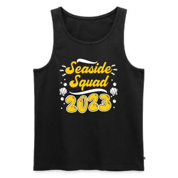 Seaside Squad 2023 Vacances avec des amis Fête - Débardeur bio Premium Homme - noir - Devant - AI Model Male 178 light (178cm)