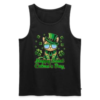 Happy Saint Catmas Day Cats St. Patrick's Day - Men's Premium Organic Tank Top - black - Front - AI Model Male 178 light (178cm)