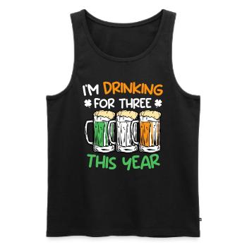 Trinke für drei dieses Jahr St. Patrick's Day - Männer Premium Bio Tank Top - Schwarz - Vorne - AI Model Male 178 light (178cm)
