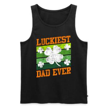 Le père le plus chanceux de tous les temps Clover Saint-Patrick - Débardeur bio Premium Homme - noir - Devant - Michal (187cm)