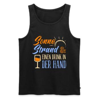 Urlaub Sonne Strand einen Drink in der Hand Party - Männer Premium Bio Tank Top - Schwarz - Vorne - Michal (187cm)