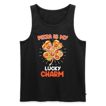 Pizza ist mein Glück Bringer Pizza Fan - Männer Premium Bio Tank Top - Schwarz - Vorne - AI Model Male 178 light (178cm)