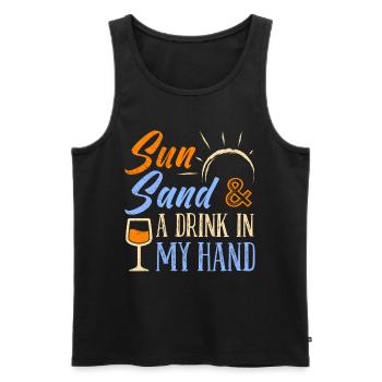 Urlaub Sonne Strand einen Drink in der Hand Party - Männer Premium Bio Tank Top - Schwarz - Vorne - Michal (187cm)