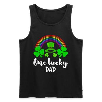 One Lucky Dad St Patrick’s Day Papa - Männer Premium Bio Tank Top - Schwarz - Vorne - AI Model Male 178 light (178cm)
