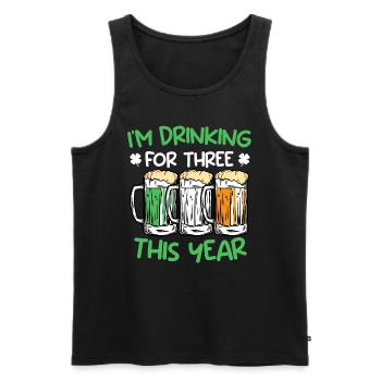 Trinke für drei dieses Jahr St. Patrick's Day - Männer Premium Bio Tank Top - Schwarz - Vorne - AI Model Male 178 light (178cm)