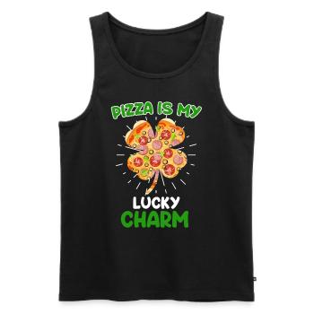 Pizza ist mein Glück Bringer Pizza Fan - Männer Premium Bio Tank Top - Schwarz - Vorne - AI Model Male 178 light (178cm)