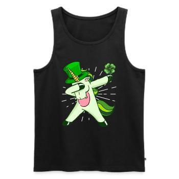 Dabbing Einhorn Kleeblatt St. Patrick's Day - Männer Premium Bio Tank Top - Schwarz - Vorne - AI Model Male 178 light (178cm)