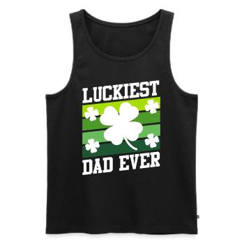 Le père le plus chanceux de tous les temps Clover Saint-Patrick - Débardeur bio Premium Homme - noir - Devant - Michal (187cm)