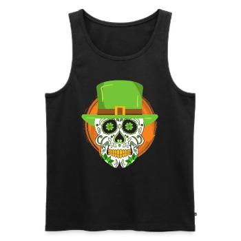 Fête de la Saint-Patrick Squelette irlandais leprechaun - Débardeur bio Premium Homme - noir - Devant - Michal (187cm)