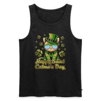 Happy Saint Catmas Day Cats St. Patrick's Day - Men's Premium Organic Tank Top - black - Front - AI Model Male 178 light (178cm)