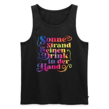 Sonne Strand einen Drink in der Hand Urlaub Party - Männer Premium Bio Tank Top - Schwarz - Vorne - Michal (187cm)