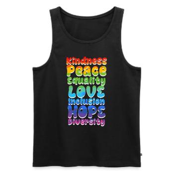 Inklusion Akzeptanz Freundlichkeit Solidarität - Männer Premium Bio Tank Top - Schwarz - Vorne - AI Model Male 178 light (178cm)