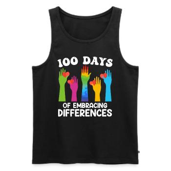 100 jours de diversité et d’inclusion solidaire - Débardeur bio Premium Homme - noir - Devant - AI Model Male 178 light (178cm)