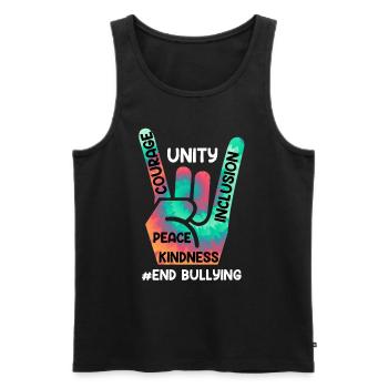 Stop Bullying Awareness und Solidarität für - Männer Premium Bio Tank Top - Schwarz - Vorne - AI Model Male 178 light (178cm)