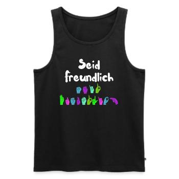 Mental Health Seid freundlich zu euch - Männer Premium Bio Tank Top - Schwarz - Vorne - Michal (187cm)