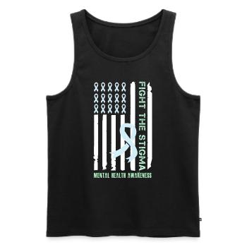 Mental Health Fight the Stigma Mental - Men's Premium Organic Tank Top - black - Front - Michal (187cm)