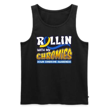 Down Syndrome Rollin avec mes Chromies - Débardeur bio Premium Homme - noir - Devant - Michal (187cm)