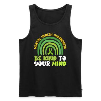 Mental Health Be kind to your mind - Men's Premium Organic Tank Top - black - Front - Michal (187cm)