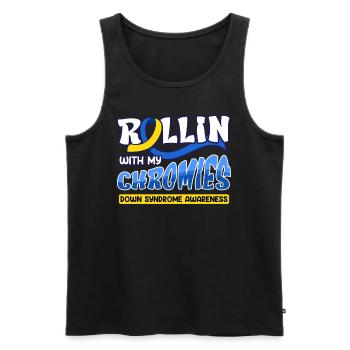 Down Syndrome Rollin avec mes Chromies - Débardeur bio Premium Homme - noir - Devant - Michal (187cm)