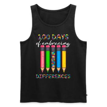 100 jours de sensibilisation à la diversité et à la solidarité - Débardeur bio Premium Homme - noir - Devant - Michal (187cm)