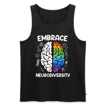 L’autisme embrasse la neurodiversité Autiste - Débardeur bio Premium Homme - noir - Devant - Michal (187cm)