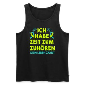 Mental Health Dein Leben zählt Awareness - Männer Premium Bio Tank Top - Schwarz - Vorne - Michal (187cm)