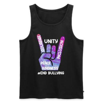 Stop Bullying Awareness und Solidarität für - Männer Premium Bio Tank Top - Schwarz - Vorne - AI Model Male 178 light (178cm)