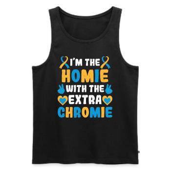 Down Syndrom extra Chromosom Trisomie 21 - Männer Premium Bio Tank Top - Schwarz - Vorne - AI Model Male 178 light (178cm)