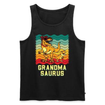 Omasaurus Dinosaurier Grandma Muttertag Granny - Männer Premium Bio Tank Top - Schwarz - Vorne - AI Model Male 178 light (178cm)