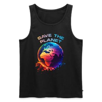 Rettet die Erde Earth Day Planet Umweltschutz - Männer Premium Bio Tank Top - Schwarz - Vorne - Michal (187cm)