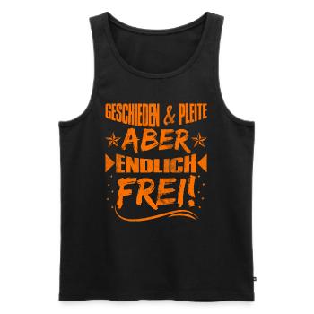 Geschieden und Pleite aber Frei Scheidungsparty - Männer Premium Bio Tank Top - Schwarz - Vorne - AI Model Male 178 light (178cm)