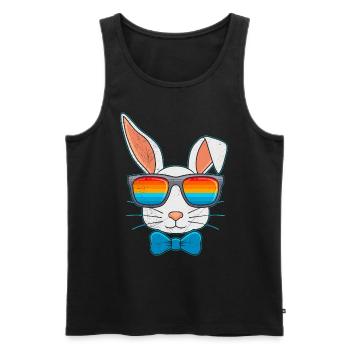 Hasengesicht Cooler Osterhase mit Brille - Männer Premium Bio Tank Top - Schwarz - Vorne - AI Model Male 178 light (178cm)