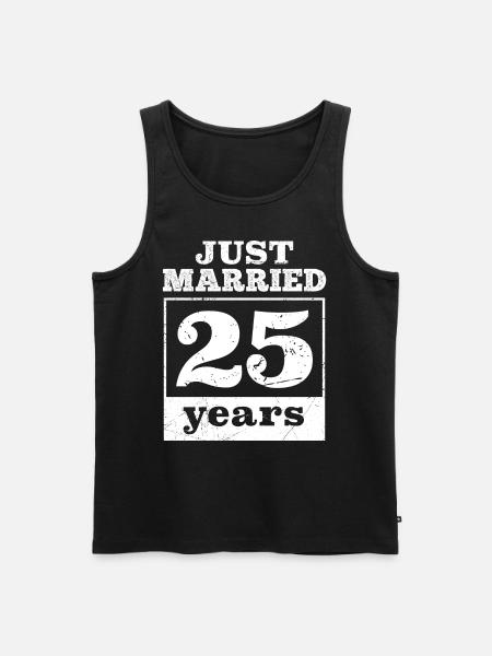 Recién casado 25 años Bodas de Plata - Camiseta de tirantes ecológica prémium para hombre - negro