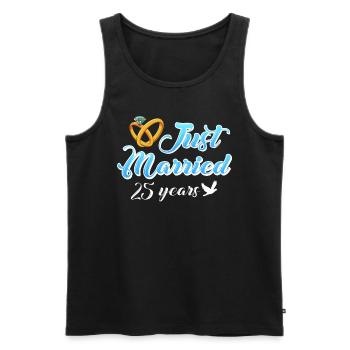 25 years married 25th wedding anniversary - Men's Premium Organic Tank Top - black - Front - AI Model Male 178 light (178cm)