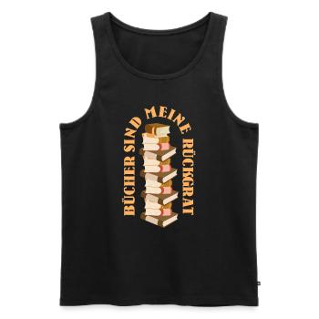 Bücherliebe Bücher sind mein Rückrat Buchwurm - Männer Premium Bio Tank Top - Schwarz - Vorne - Michal (187cm)