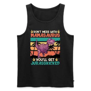 Mamasaurus Muttertag Mama Dinosaurier - Männer Premium Bio Tank Top - Schwarz - Vorne - AI Model Male 178 light (178cm)