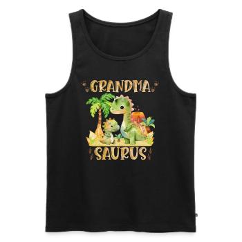 Omasaurus Dinosaurier Grandma Muttertag Granny - Männer Premium Bio Tank Top - Schwarz - Vorne - AI Model Male 178 light (178cm)