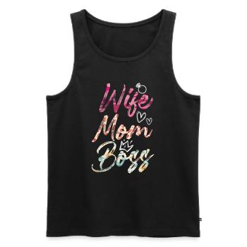 Femme Maman Boss Superviseur de la fête des mères - Débardeur bio Premium Homme - noir - Devant - Michal (187cm)