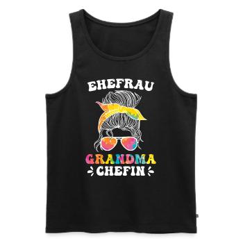Oma Chefin Großmutter Muttertag Granny Ehefrau - Männer Premium Bio Tank Top - Schwarz - Vorne - AI Model Male 178 light (178cm)