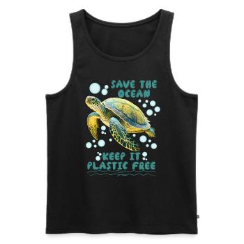 Sauvons les tortues Sauvons l’océan Conservation - Débardeur bio Premium Homme - noir - Devant - Michal (187cm)
