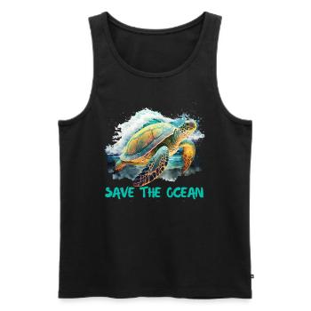 Rettet die Schildkröten Umweltschutz Ozean - Männer Premium Bio Tank Top - Schwarz - Vorne - Michal (187cm)