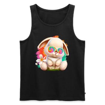 Osterhase mit Brille Cute Bunny bunte Hasen - Männer Premium Bio Tank Top - Schwarz - Vorne - Michal (187cm)