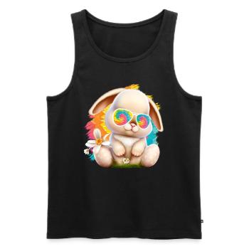 Easter Bunny with glasses Cute Bunny colorful bunnies - Men's Premium Organic Tank Top - black - Front - Michal (187cm)