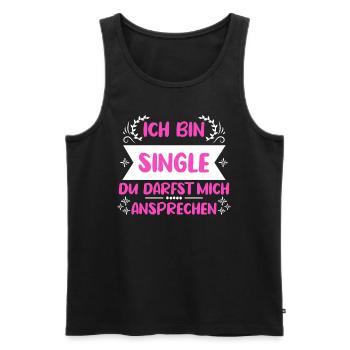 Ich bin single du darfst mich ansprechen Single - Männer Premium Bio Tank Top - Schwarz - Vorne - Michal (187cm)